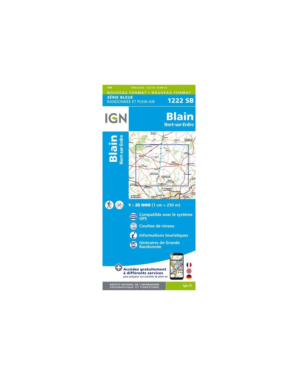 Carte randonnée Blain/Nort sur Erdre | série Bleue IGN-1222SB
