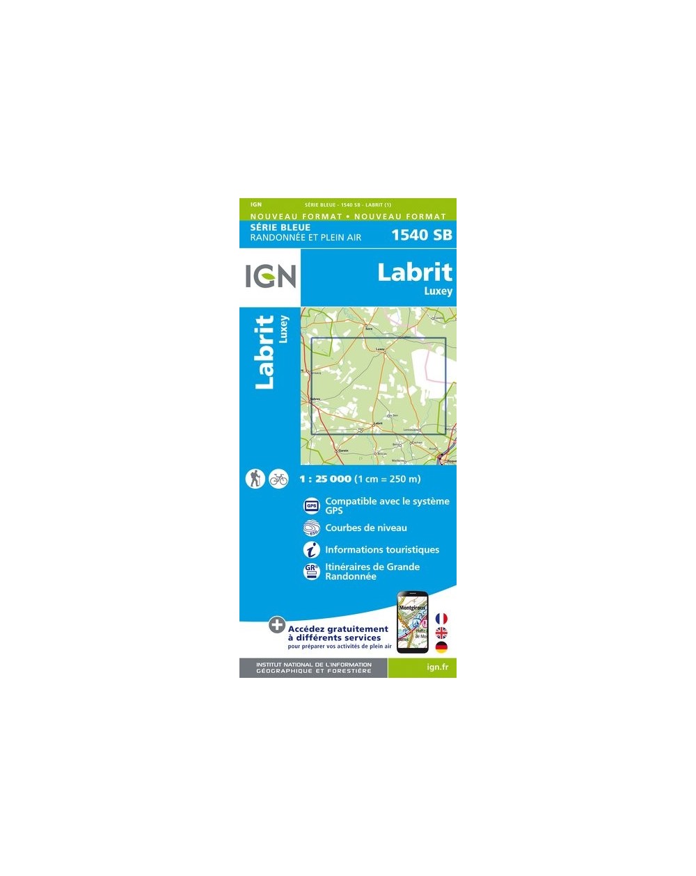 Carte randonnée Labrit/Luxey | série Bleue IGN-1540SB