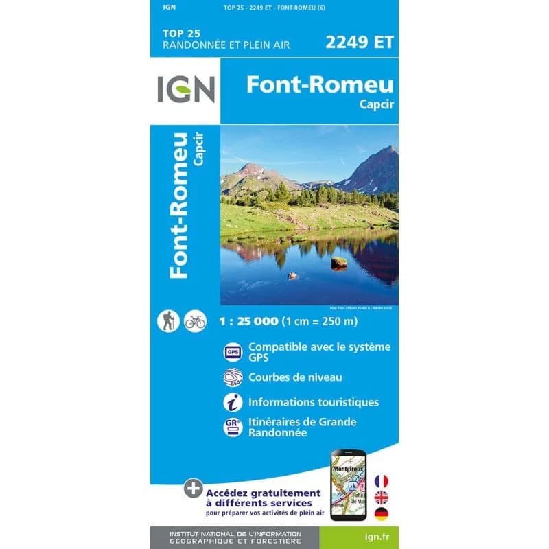 Carte IGN Font-Romeu Capcir 2249ET Série Top 25