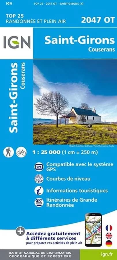 Carte IGN Saint Girons Couserans 2047OT Série Top 25