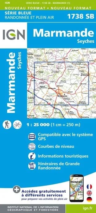 Carte Randonnée Marmande - Seyches | Série Bleue IGN