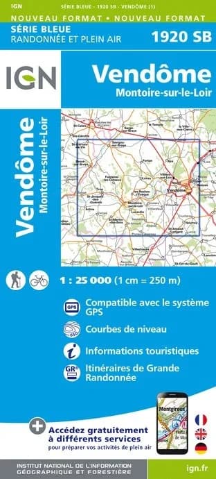 Carte Randonnée Vendôme - Montoire sur le Loir | Série Bleue IGN