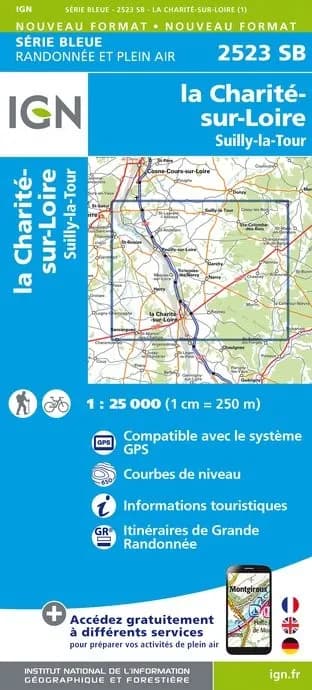 Carte Randonnée La Charité sur Loire / Suilly la Tour | Série Bleue IGN — recto
