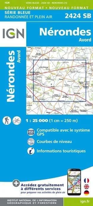 Carte Randonnée Nerondes / Avord | Série Bleue IGN — recto