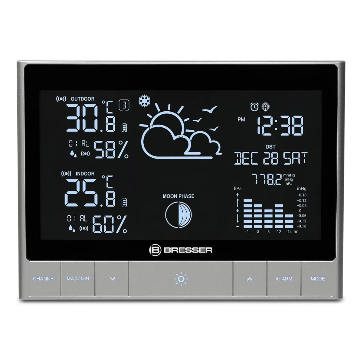 Station météo boutons tactiles - grand écran 17 cm - Moderne — vue 1