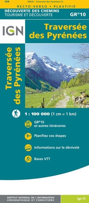 GR10 | Carte Randonnée Chemin de La Traversée des Pyrénées IGN