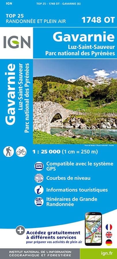 Carte IGN Cirque Gavarnie Luz Saint Sauveur Parc Pyrenees 1748OT Série Top 25