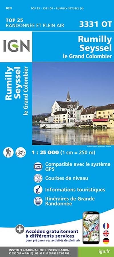 Carte IGN rumilly seyssel le grand colombier 3331OT série Top 25