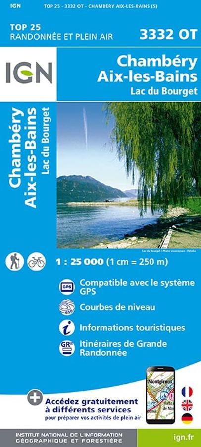 Carte IGN chambery aix les bains 3332OT série Top 25