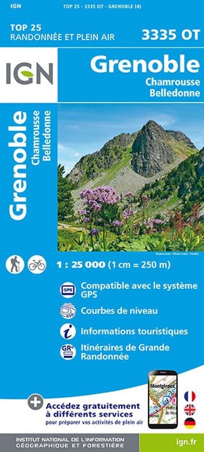 Carte IGN grenoble chamrousse belledonne 3335OT série Top 25