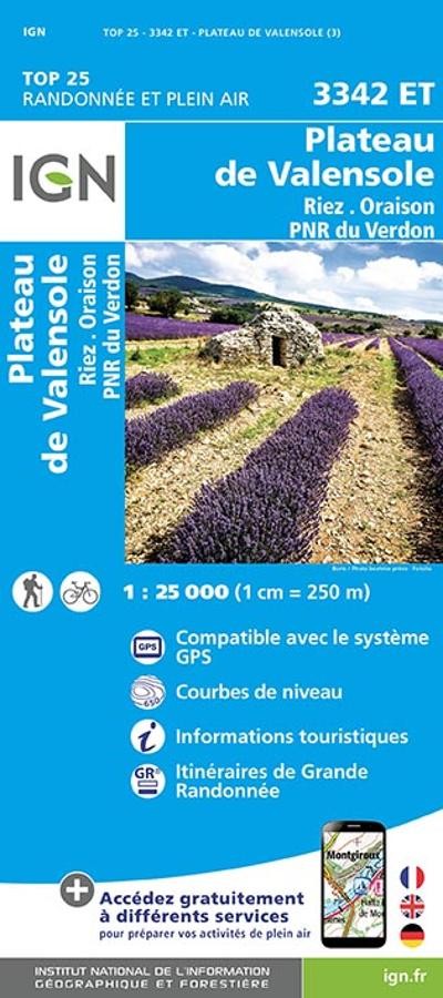 Carte IGN plateau de valensole riez oraison parc du verdon 3342ET série Top 25