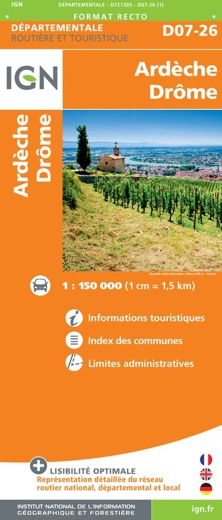 Carte routière IGN D721305 - D07-26 Ardèche Drôme
