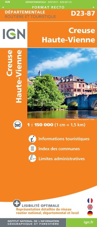 Carte routière IGN D721317 - D23-87 Creuse Haute-Vienne