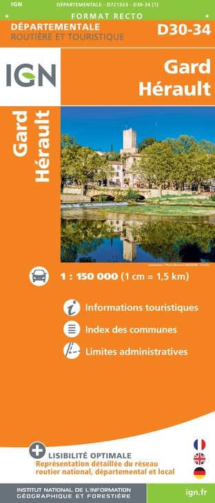 Carte routière IGN D721323 - D30-34 Gard Hérault