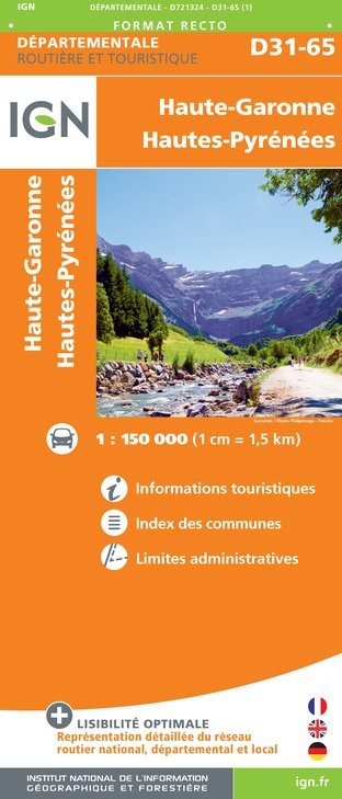 Carte routière IGN - Haute-Garonne Hautes-Pyrénées