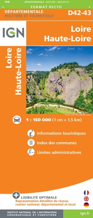 Carte routière IGN D721332 - D42-43 Loire Haute-Loire