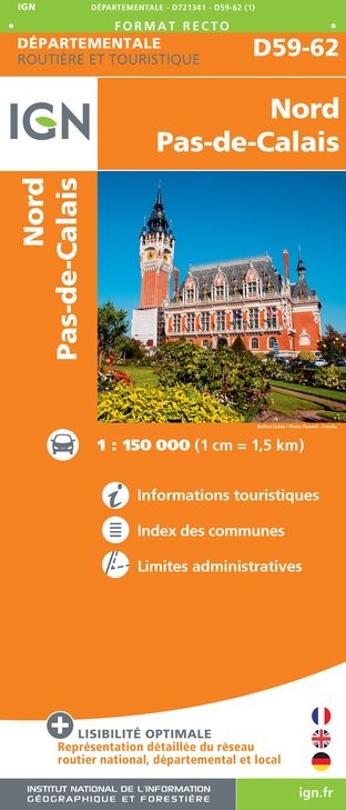 Carte routière IGN D721341 - D59-62 Nord Pas-De-Calais