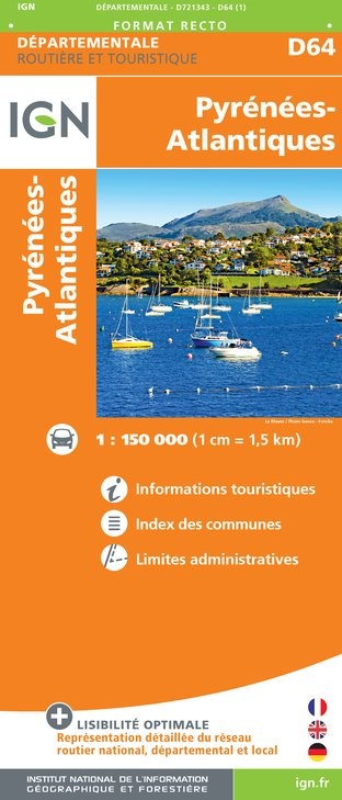 Carte routière IGN D721343 - D64 Pyrénées-Atlantiques