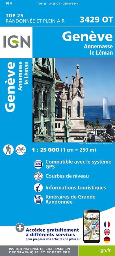 Carte IGN Genève Annemasse 3429OT série Top 25