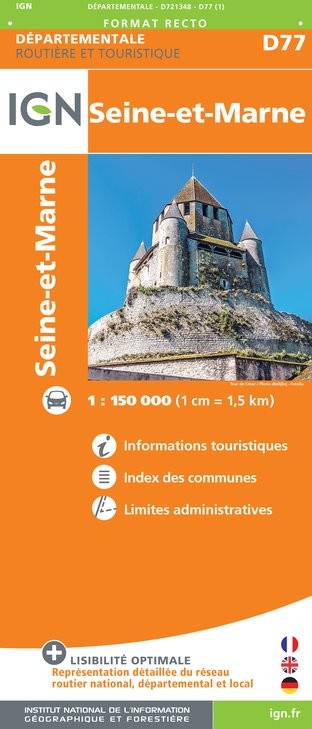 Carte routière IGN D721348 - D77 Seine-Et-Marne