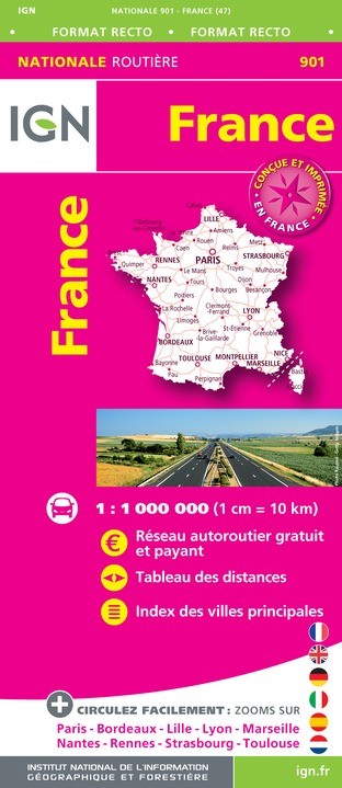 Carte IGN 1M901 - 901 France Routiere 2020 - Maxi Format