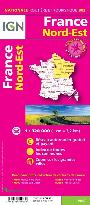 Carte IGN 1M802 - 802 France Nord Est 2020