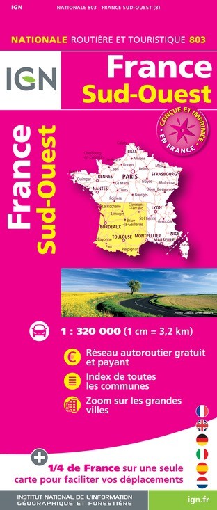 Carte IGN 1M803 - 803 France Sud-Ouest 2020