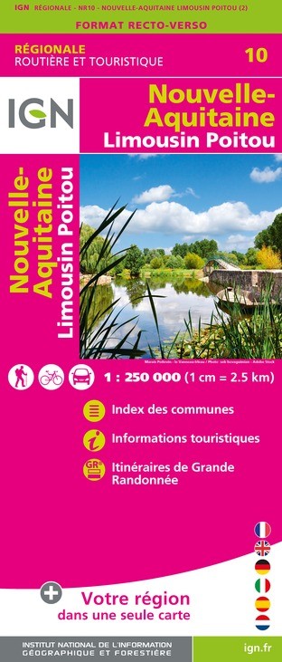 Carte IGN NR10 - Nr10 Nouvelle-Aquitaine Limousin Poitou - Recto /Verso