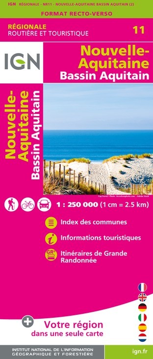 Carte IGN NR11 - Nr11 Nouvelle-Aquitaine Bassin Aquitain - Recto /Verso