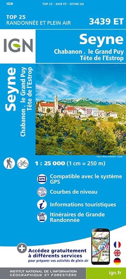 Carte IGN seyne chabanon grand puy tete de estrop 3439ET série Top 25