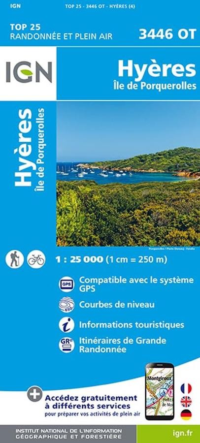 Carte IGN hyeres iles porqueroles 3446OT série Top 25