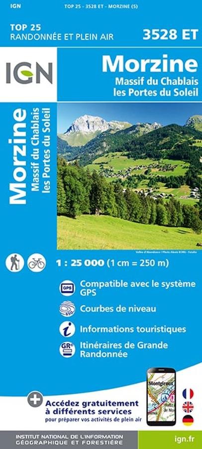 Carte IGN morzine massif chablais portes du soleil 3528ET série Top 25