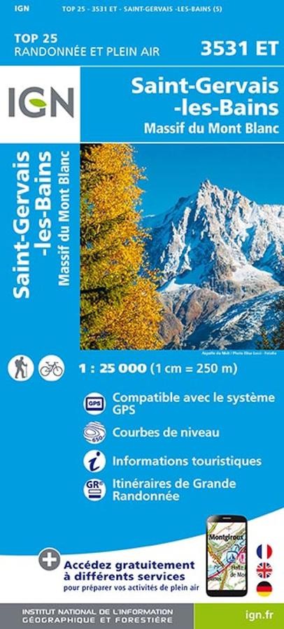 Carte IGN saint gervais massif du mont blanc 3531ET série Top 25