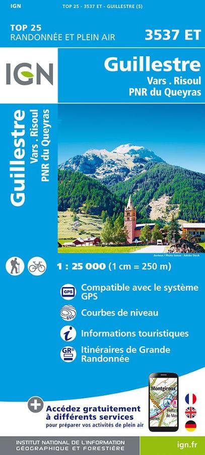 Carte IGN guillestre parc queyras vars risoul 3537ET série Top 25