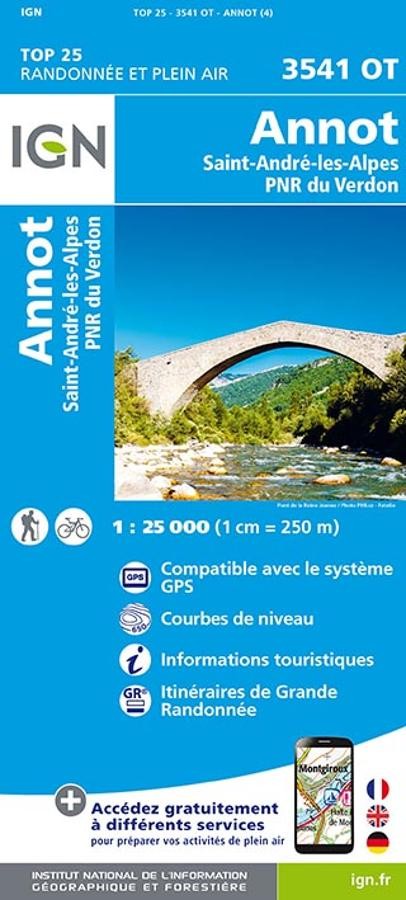 Carte IGN annot saint andre alpes parc national verdon 3541OT série Top 25