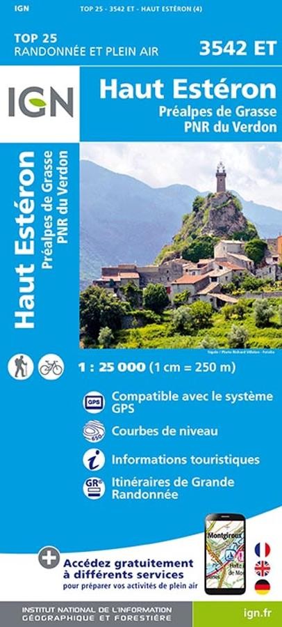 Carte IGN haut esteron prealpes grasse parc national verdon 3542ET série Top 25