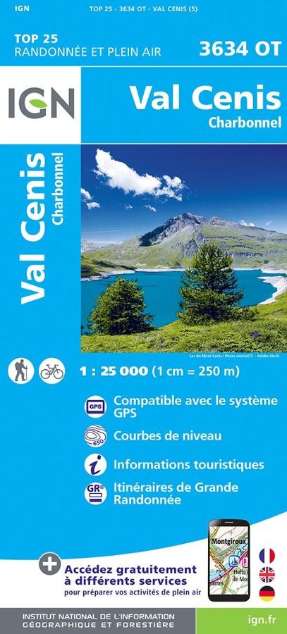 Carte IGN val cenis charbonnel 3634OT série Top 25