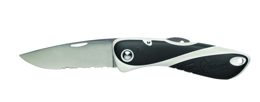 Couteau Aquaterra lame simple crantée - Noir/Blanc | WICHARD