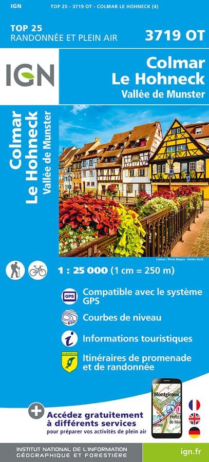 Carte IGN Colmar Vallée de munster 3719OT série Top 25