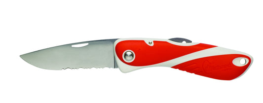 Couteau Aquaterra lame simple crantée - Rouge/blanc | WICHARD