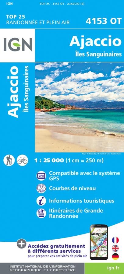 Carte IGN ajaccio iles sanguinaires 4153OT série Top 25