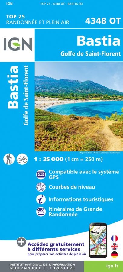 Carte IGN bastia 4348OT série Top 25