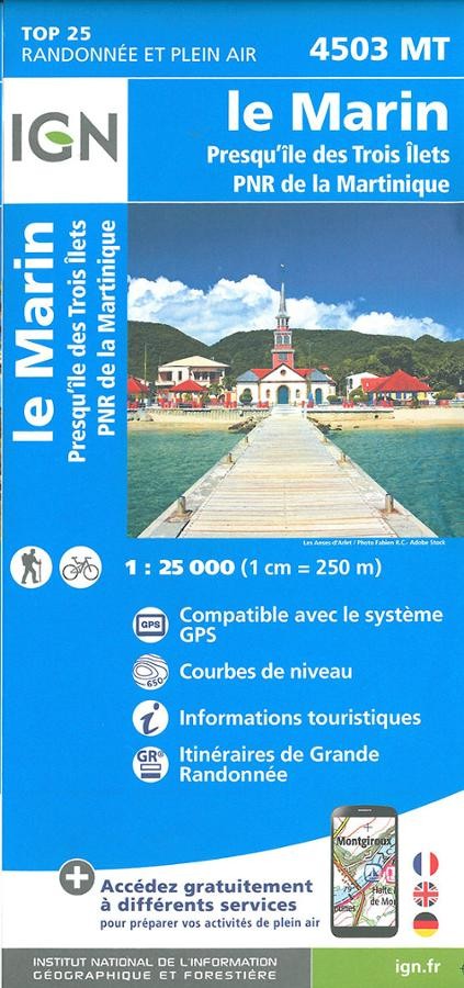 Carte IGN marin riviere salle des trois ilets 4503MT série Top 25