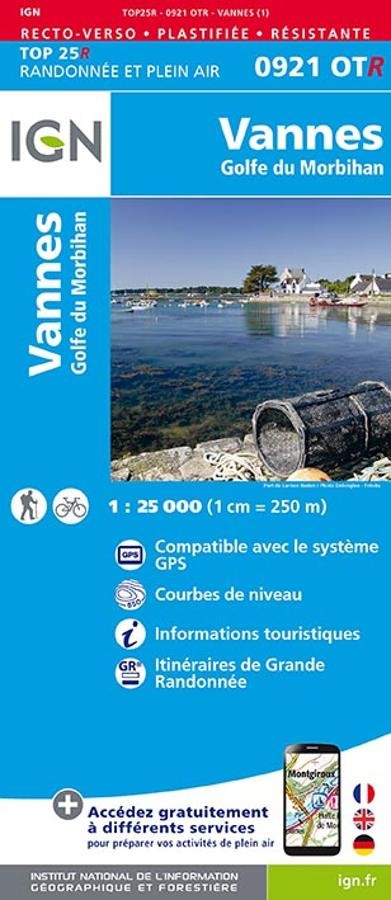 Carte IGN  vannes golfe morbihan 09210OTR série Top 25 Résistante