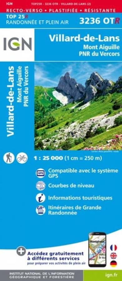 Carte IGN  villard de lans mont aiguille parc vercors 3236OTR série Top 25 Résistante