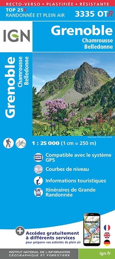 Carte IGN  grenoble chamrousse belledonne 3335OTR série Top 25 Résistante