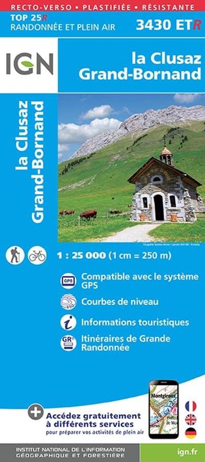 Carte IGN  la clusaz grand bornand 3430ETR série Top 25 Résistante