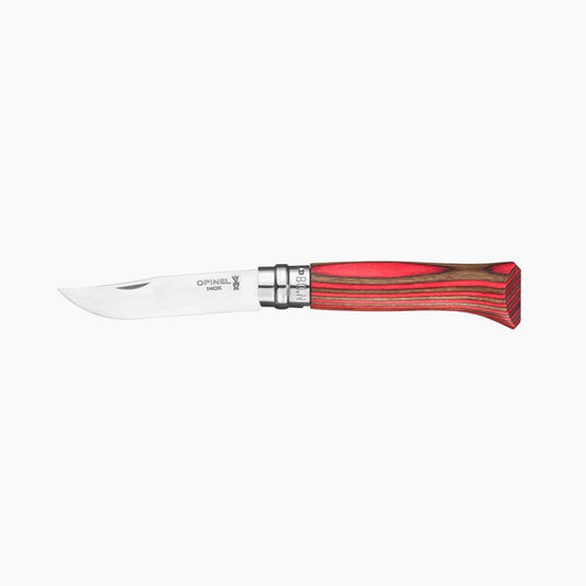 Couteau Opinel n° 8 lame en inox et manche bouleau rouge