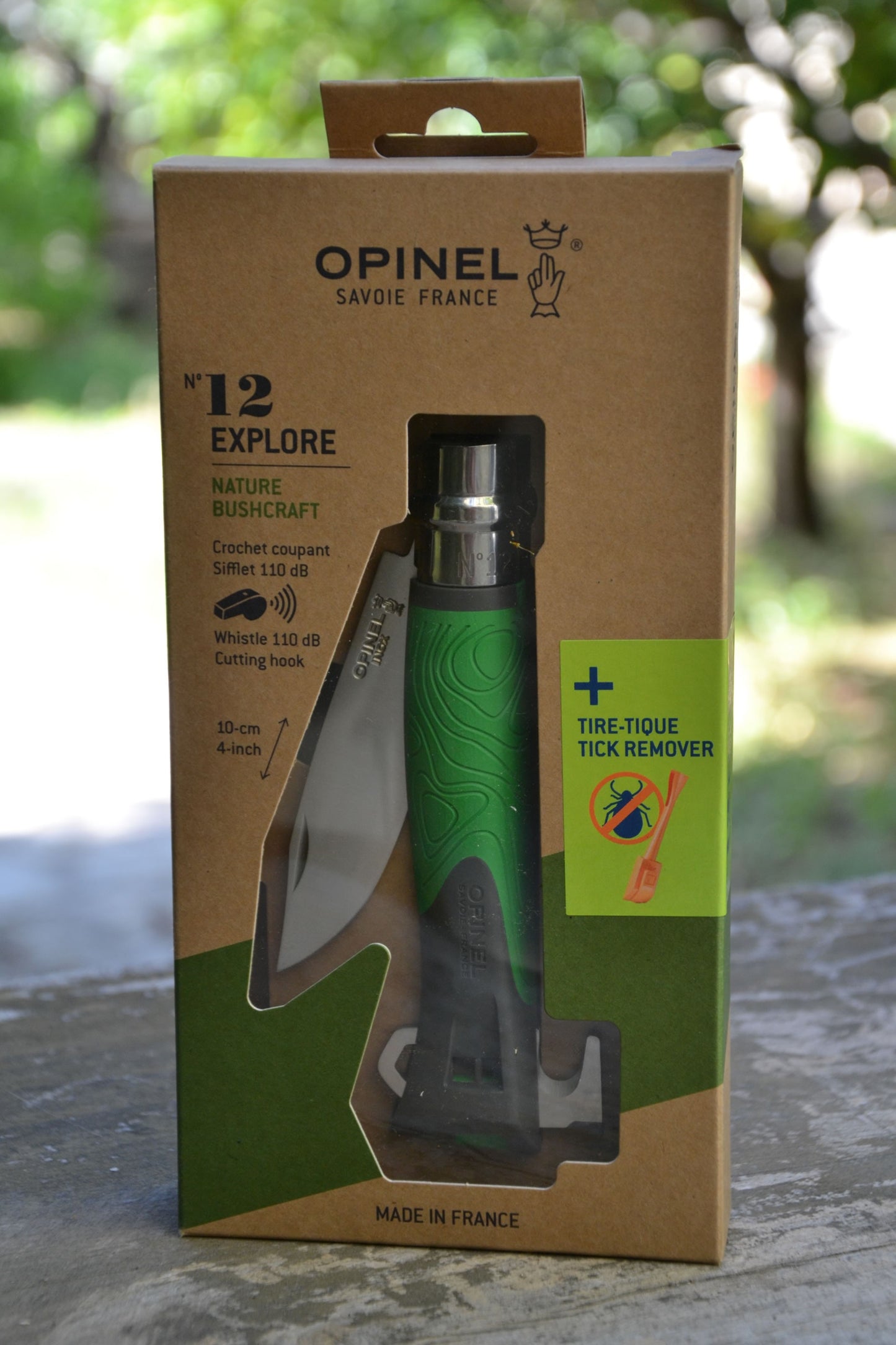 Opinel Explore n° 12 avec sifflet et tire-tique vert