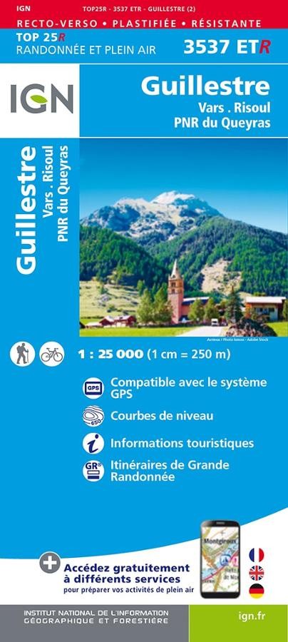 Carte IGN  guillestre parc queyras vars risoul 3537ETR série Top 25 Résistante